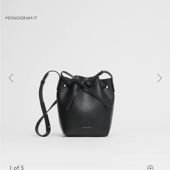 Mansur Gavriel Mini Mini Bucket Bag in Black/Flammable/Saffiano - Picture 3 of 8